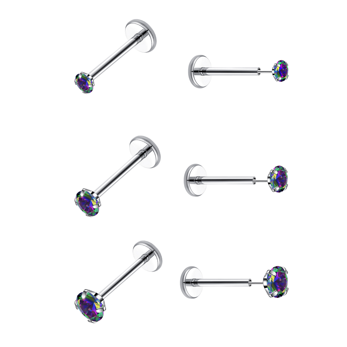 Body Jewelry Threadless - 20G Płaski tył Bezgwintowy kolczyk Hipoalergiczny