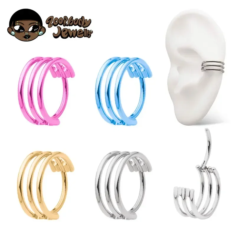 Body Jewelry Quality - G23 tytanowy trójwarstwowy pusty pierścień na