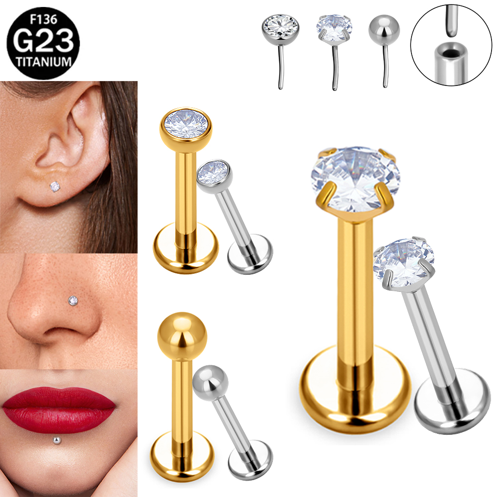 Body Jewelry Threadless - Kolczyki labrety bez gwintu z tytanu