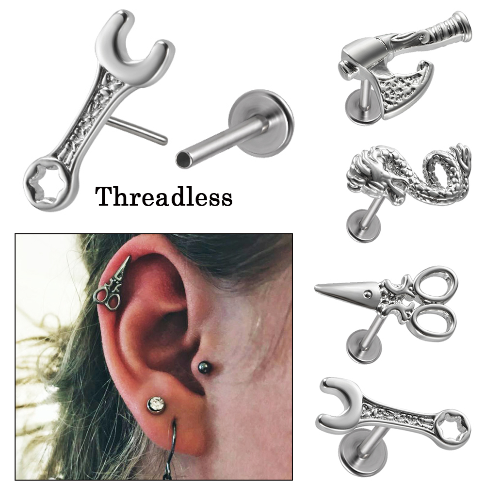 Body Jewelry Threadless - 1PC stal chirurgiczna klucz bezgwintowy topór