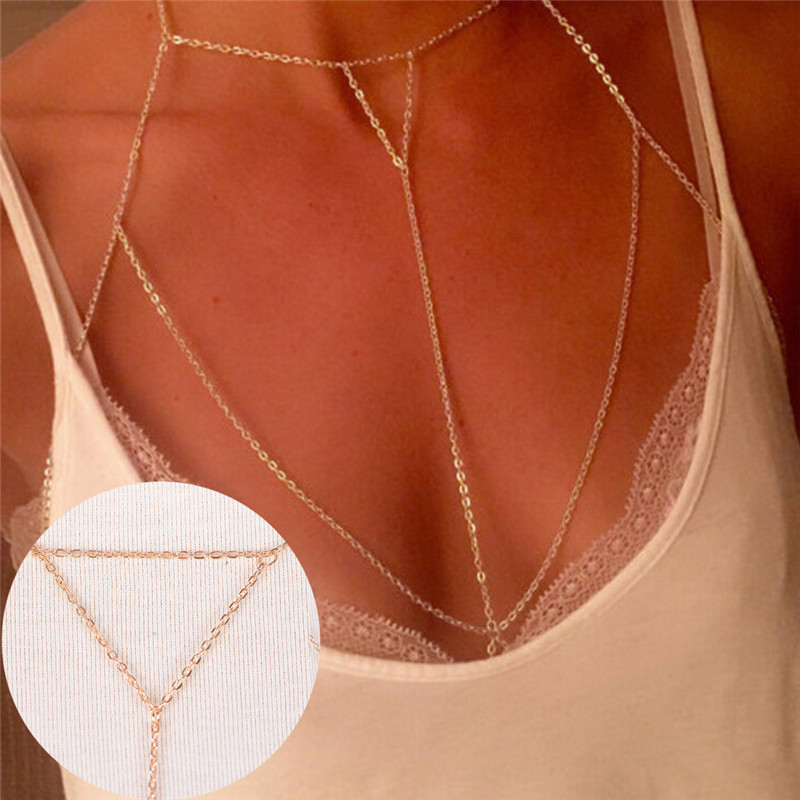 Złote srebrne modne ogniwo sta – Body Jewelry Bra recenzja i cena