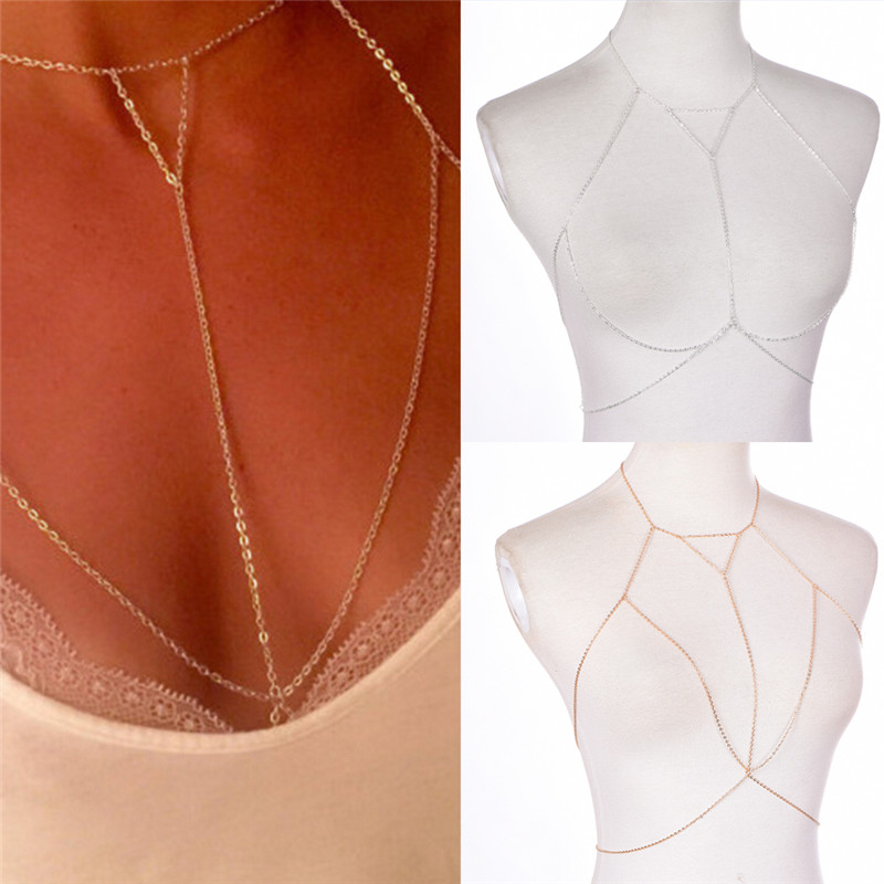 Złote srebrne modne ogniwo sta – Body Jewelry Bra recenzja i cena