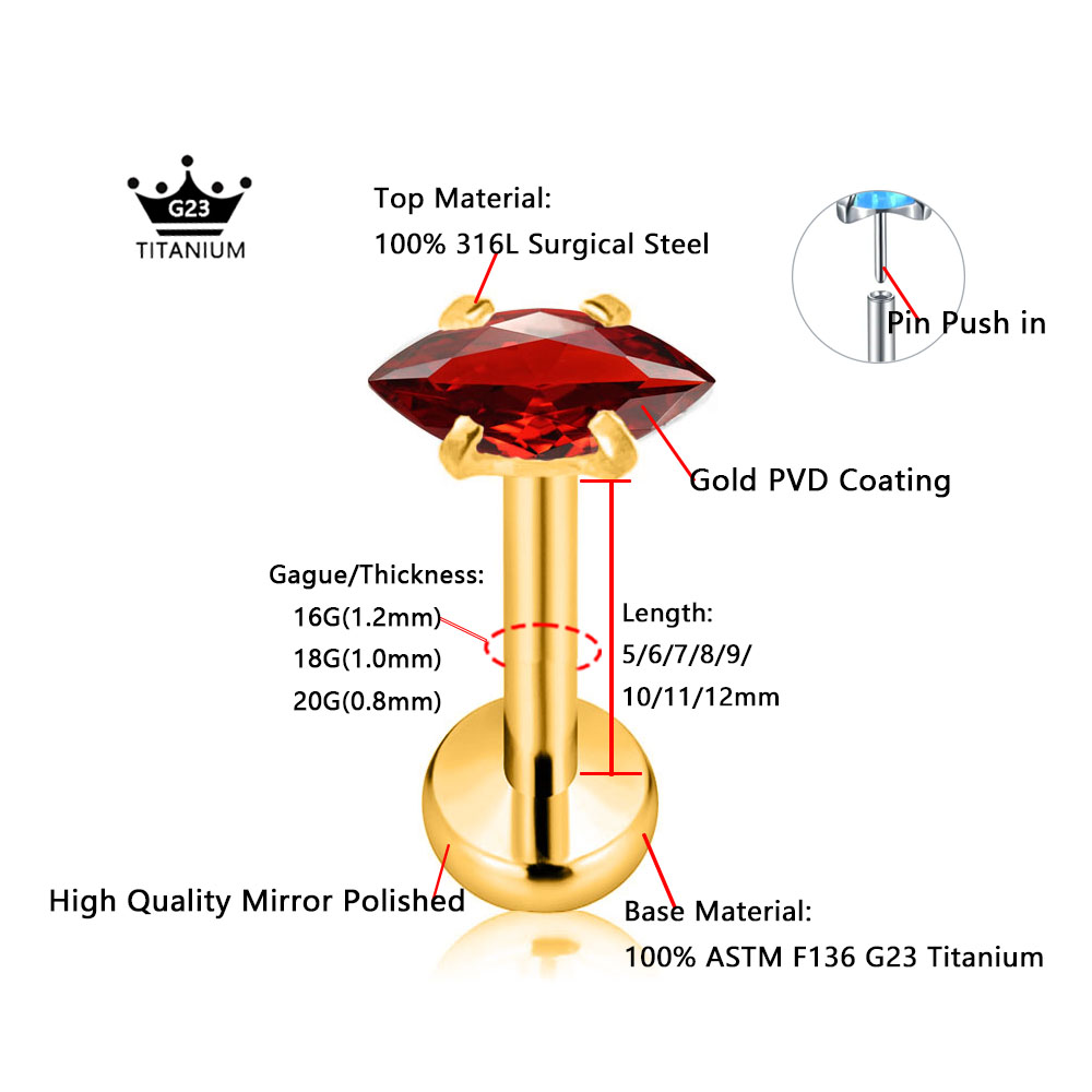 ASTM F136 G23 Titanium Marquis – Body Jewelry Threadless recenzja i cena