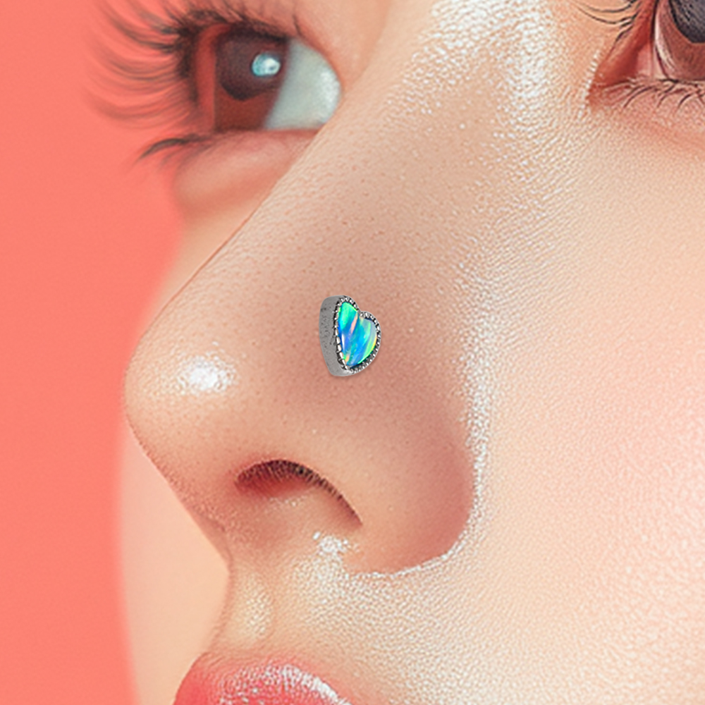 1PC Titanium Opal L Shape Nose – Body Jewelry Threadless recenzja i cena
